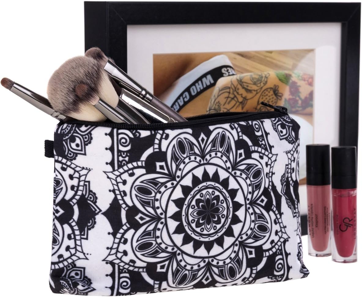 PREMYO Make-Up Pouch Cosmetic Bag Toiletry All Over Printed Design Mandala Fits in Handbag Ideal for Essentials Traveling Suitable as Pencil Case - Image 5