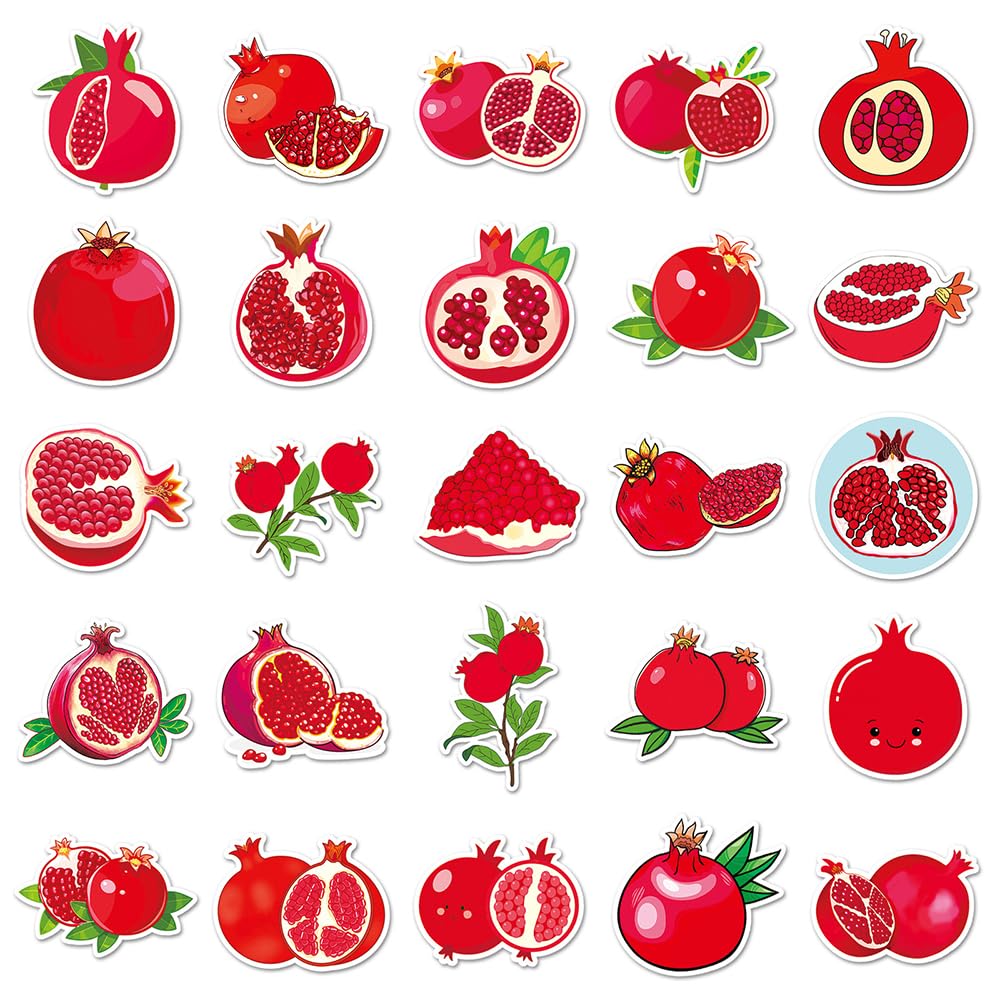 Red Pomegranate Vinyl Stickers, 50 PCS Waterproof Fruit Decals for Laptops Scrapbooking, Journals, Notebooks, Water Bottles - Image 2
