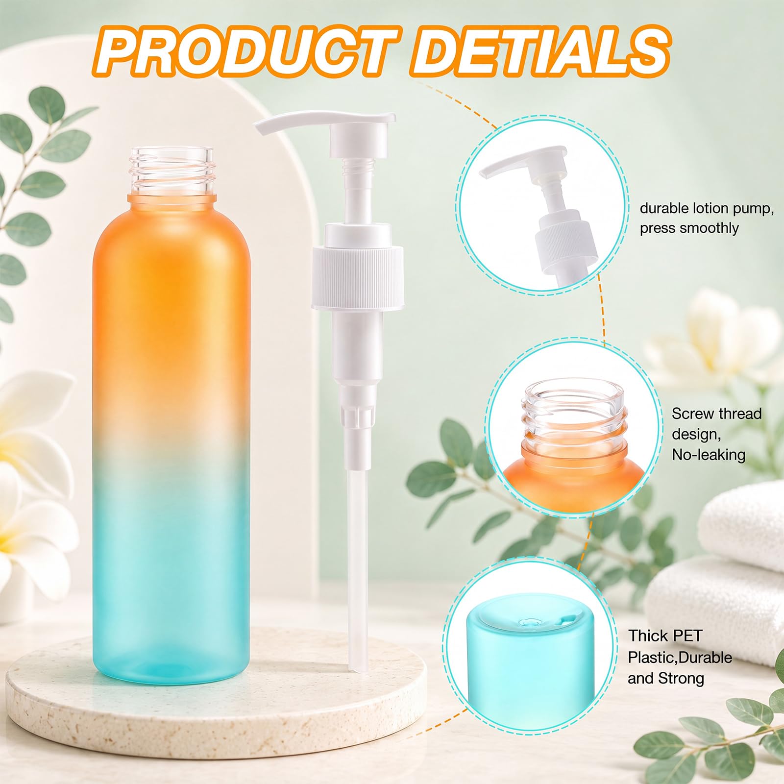 Nuenen 48-Piece 4 oz Refillable Lotion Pump Bottles