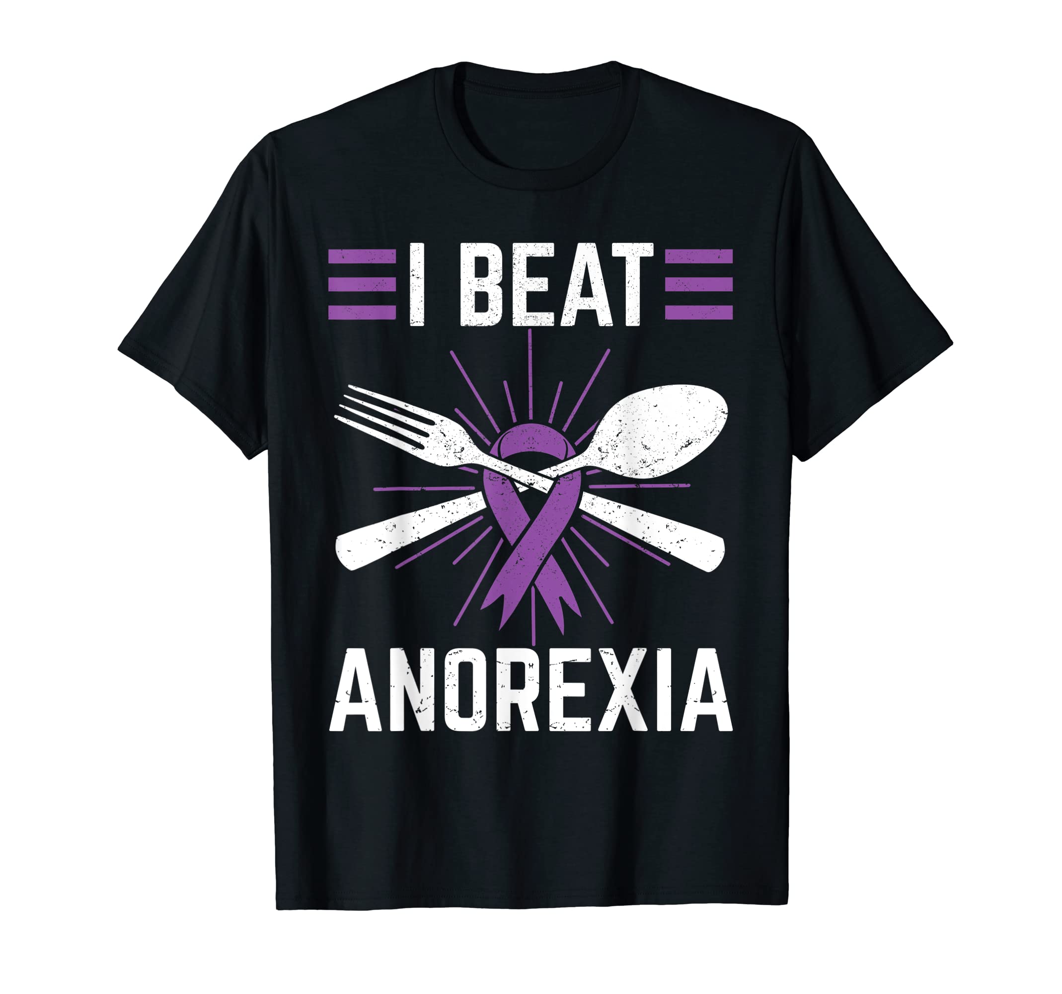 Anorexia Nervosa Awareness GiftsI Beat Anorexia Awareness Eating Disorder Purple Ribbon Gift T-ShirtOEKO-TEX STANDARD 100