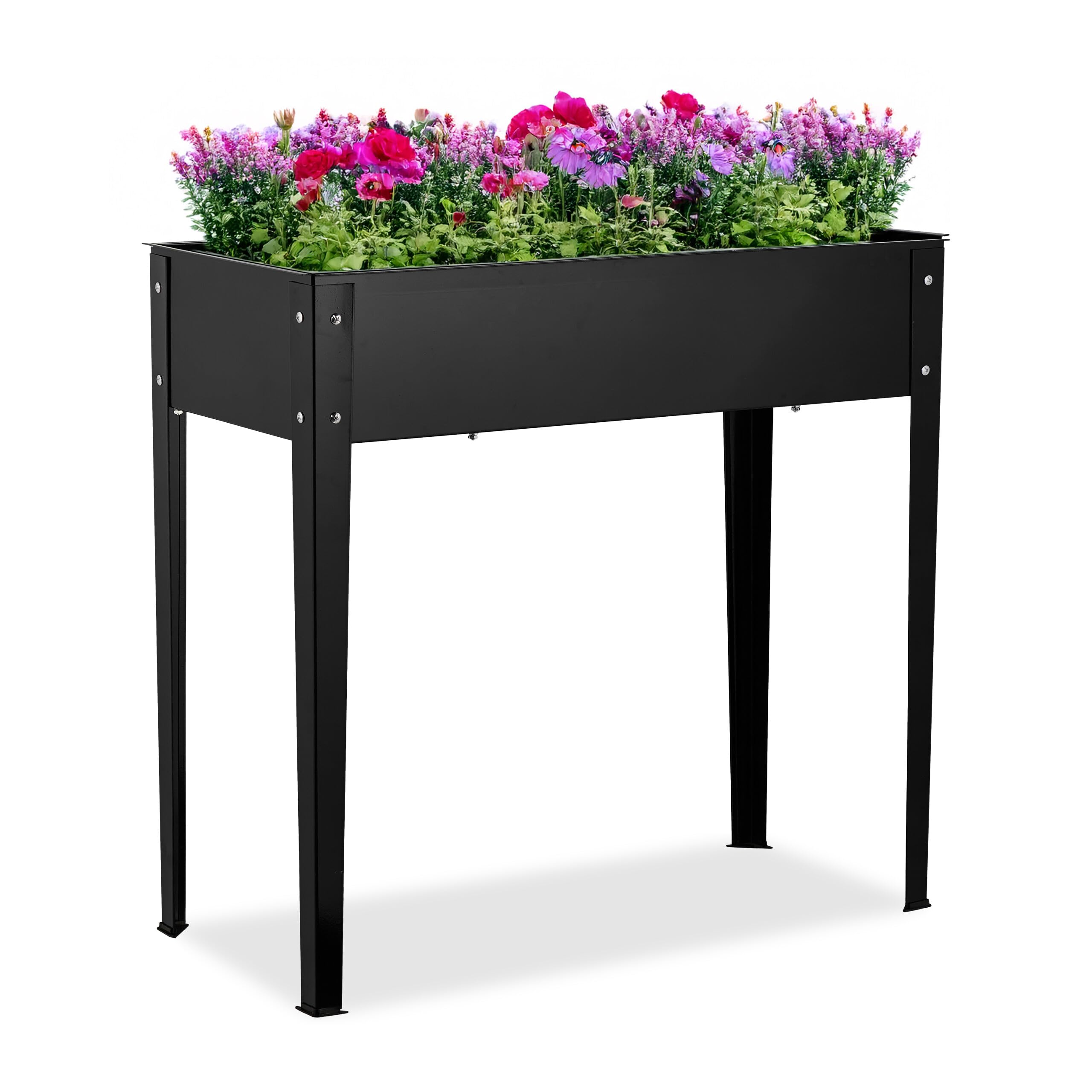 Relaxdays Huerto Urbano, Bancal Cultivo para Jardín, Balcón y Terraza, Acero Pulverizado, Jardinera, 80x85x40 cm, Negro