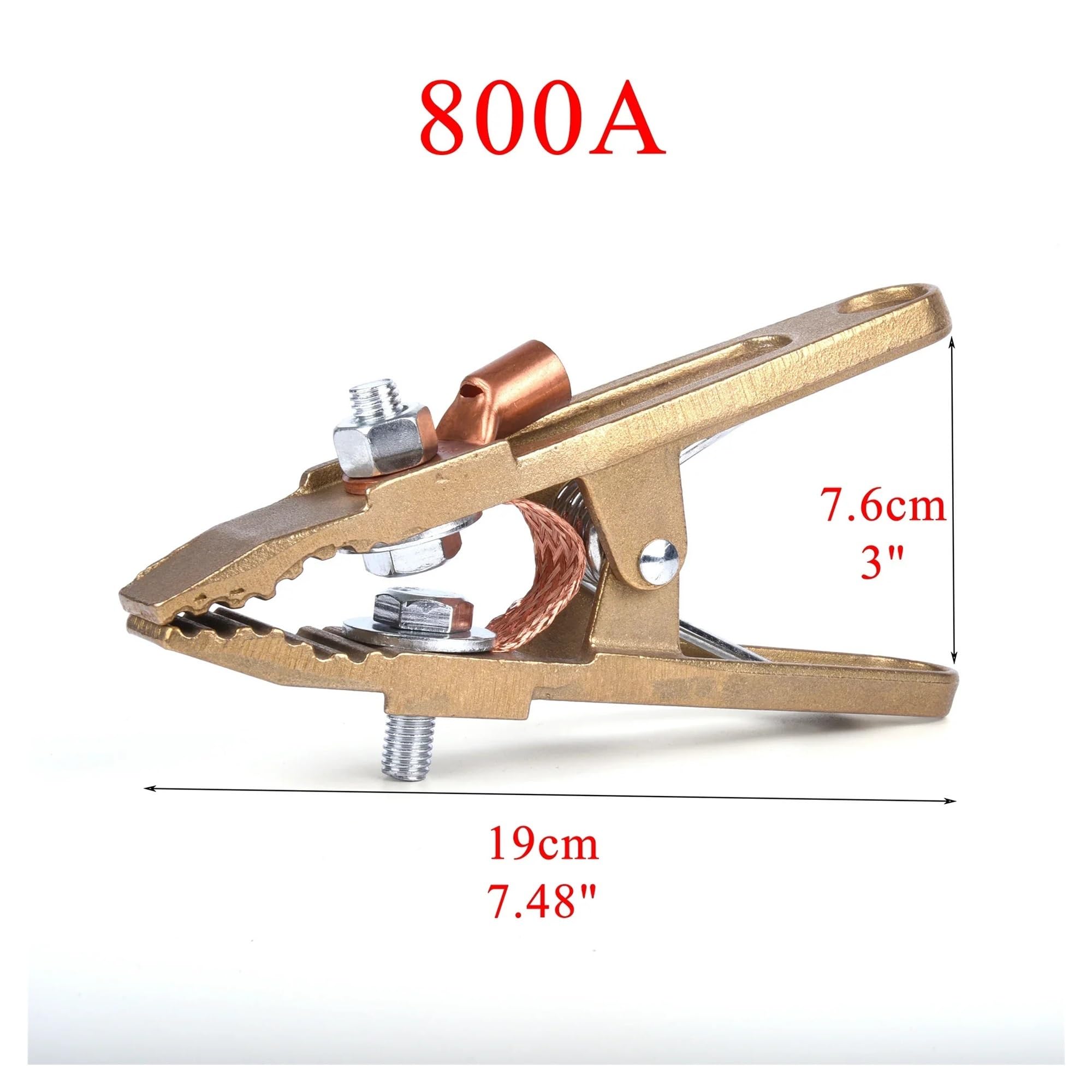 Pinza massa per saldatrice Clip di messa a terra con vite di fissaggio a terra for saldatura in ottone resistente(A type 300A Black)