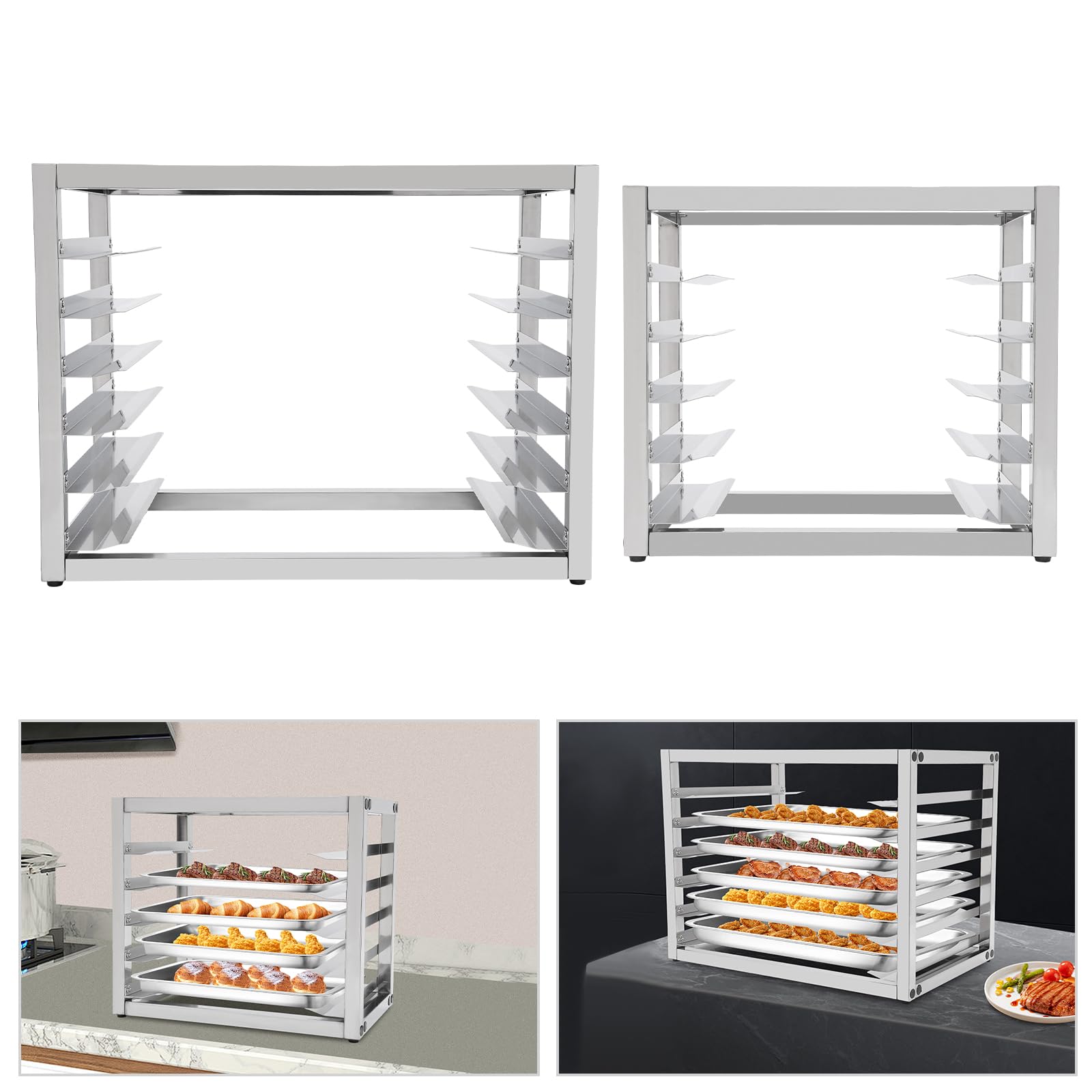 6-Pfannen-Gestell, Wandmontage, Blech-Backblech-Gestelle, Edelstahl, Handelsqualität für Bäckereien, Restaurants, Heimküche, 28" x 18" 21"