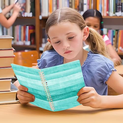 Miniatura 6 de Paquete de 2 cuadernos con rayas universitarias, cuaderno de espiral de madera verde turquesa, verde azulado, diario para estudiantes, oficina,