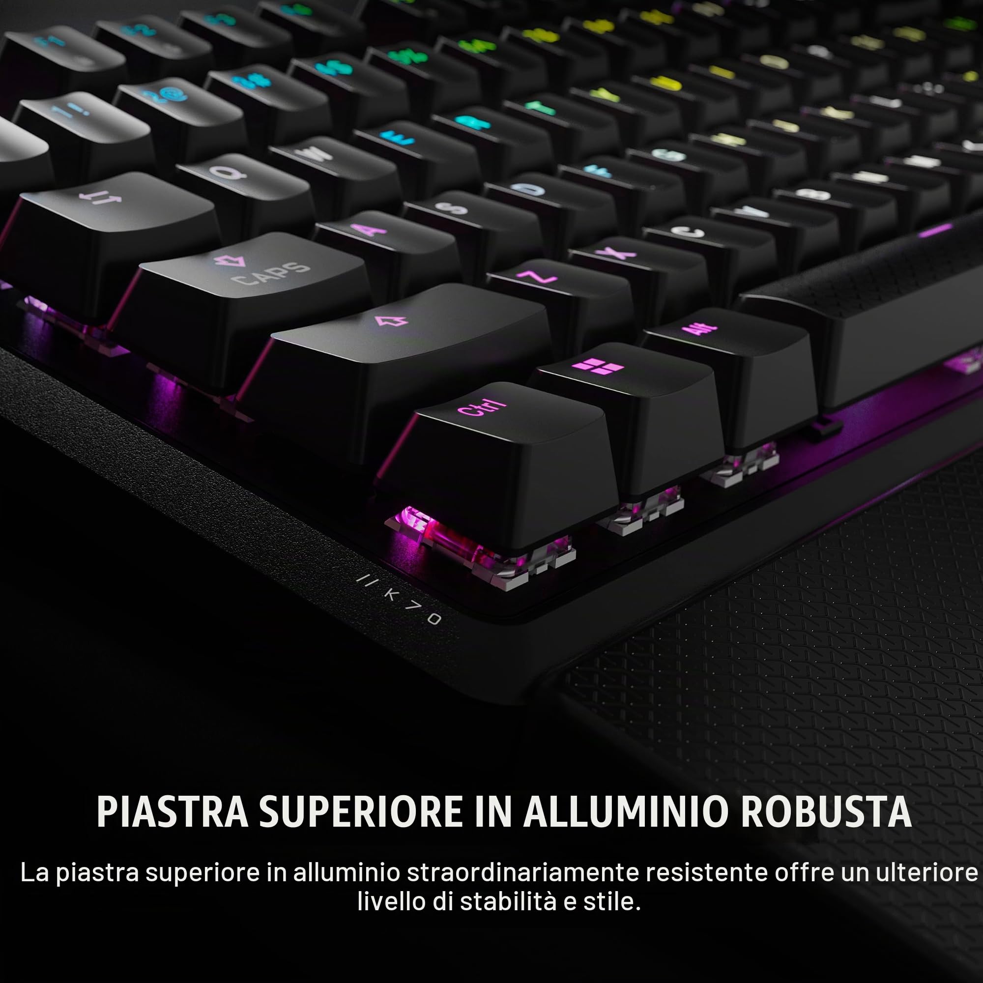 CORSAIR Tastiera meccanica da gioco K70 CORE RGB cablata con resto del palmo - Interruttori lineari rossi MLX pre-luminosi, SOCD, copritasti dipinti in ABS, riduzione del rumore, quadrante di