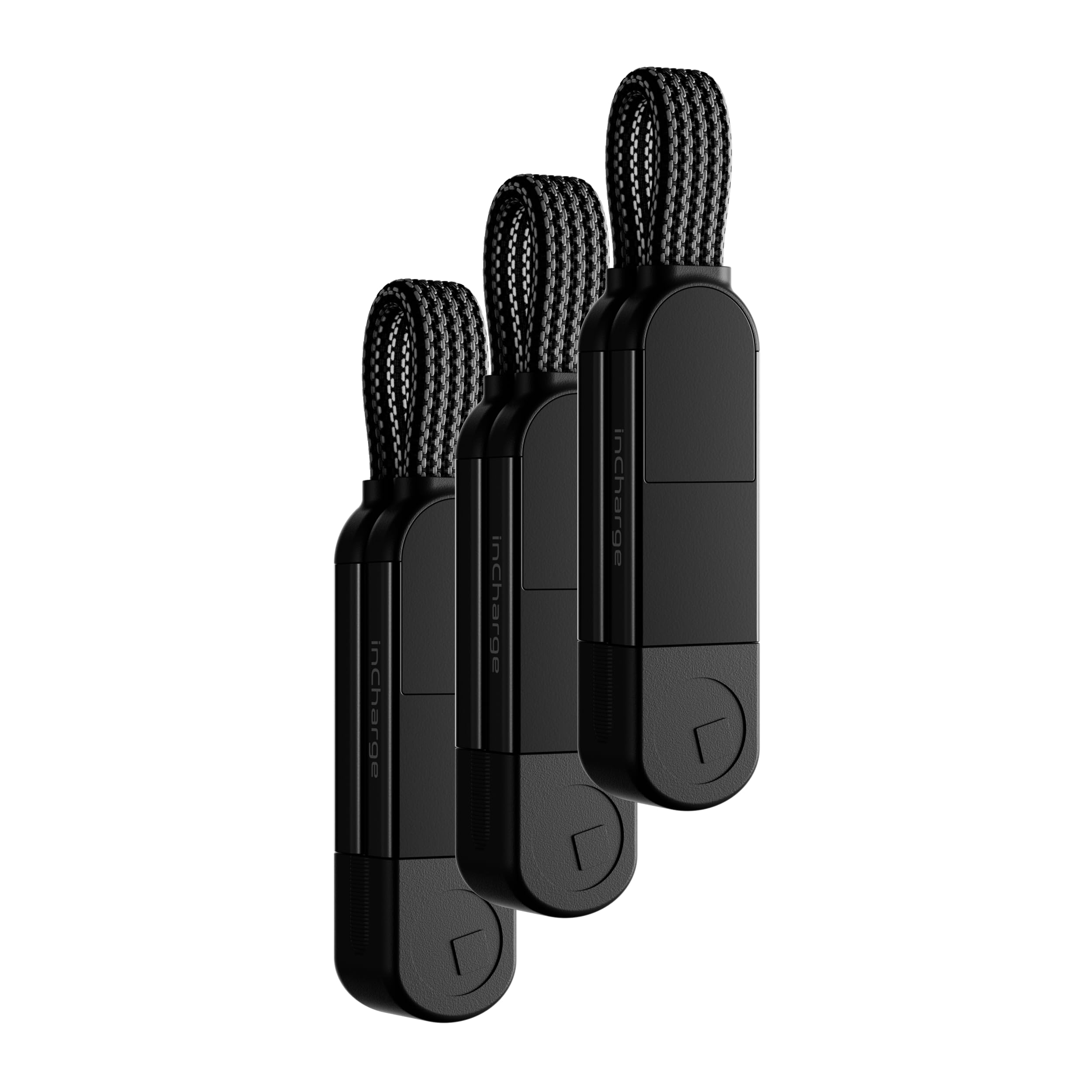 Rolling Square inCharge X - Portachiavi con Cavo Usb Type-c, Cavetto Universale Cellulare, Regalo Uomo, Caricatore Universale Cellulare 6 in 1, Nero, Cavo Lightning da 100W, Bundle 3x