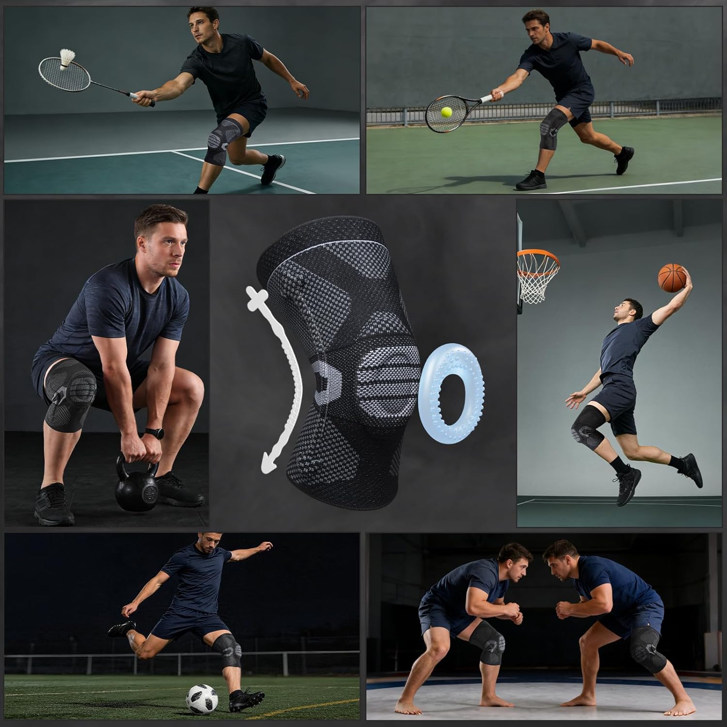 NEENCA Professional Knee Brace for Pain Relief, Medical Knee Compression Sleeve, Knee Support with Horizontal Knit Tech for Meniscus Tear, ACL, Arthritis, Joint Pain, Runner, Workout