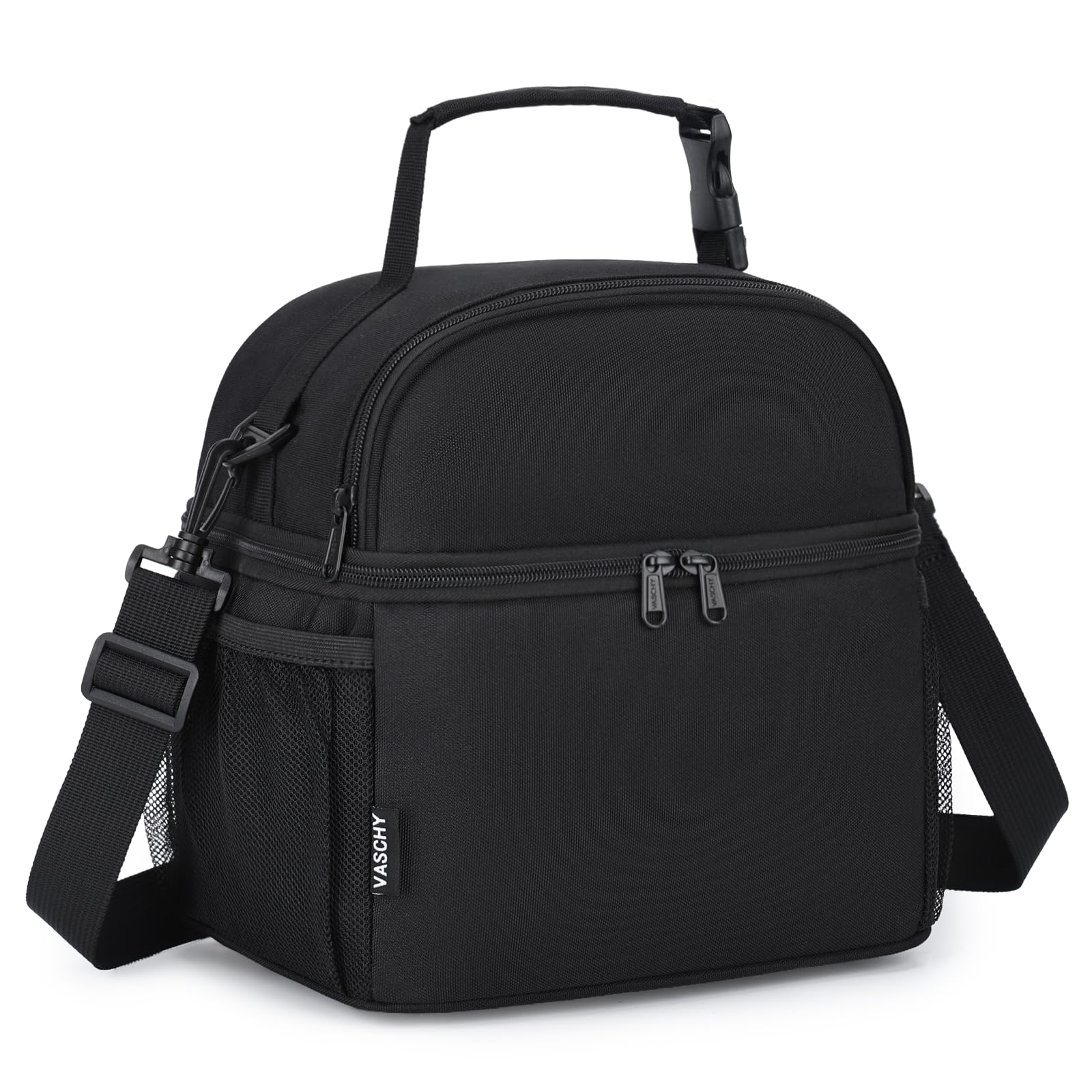VASCHY Lunch Bag for Kids, Insulated Girls Boys Lunch Box Bag Double Decker Cooler Lunch Tote for Toddlers/Women/Men/School/Work/Picnic Black โ image 1