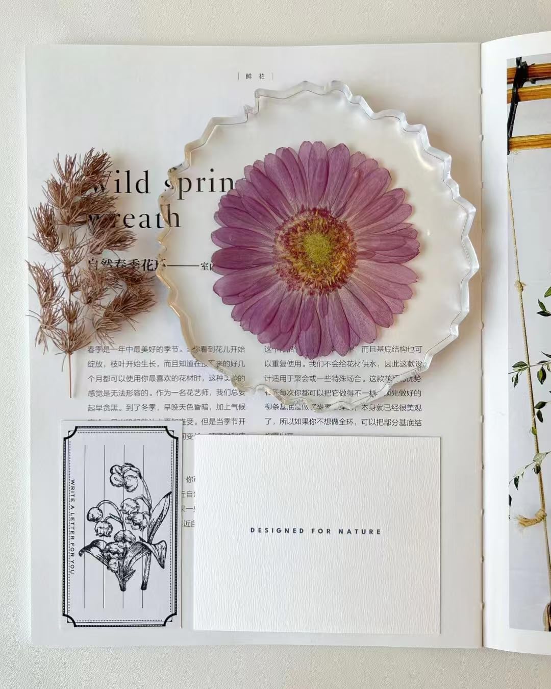Pressed Flower Coaster Set of 4, Cute Crystal Floral Resin Cup Coasters, Handmade Wildflowers Art Gift for Women Coffee Table Decor