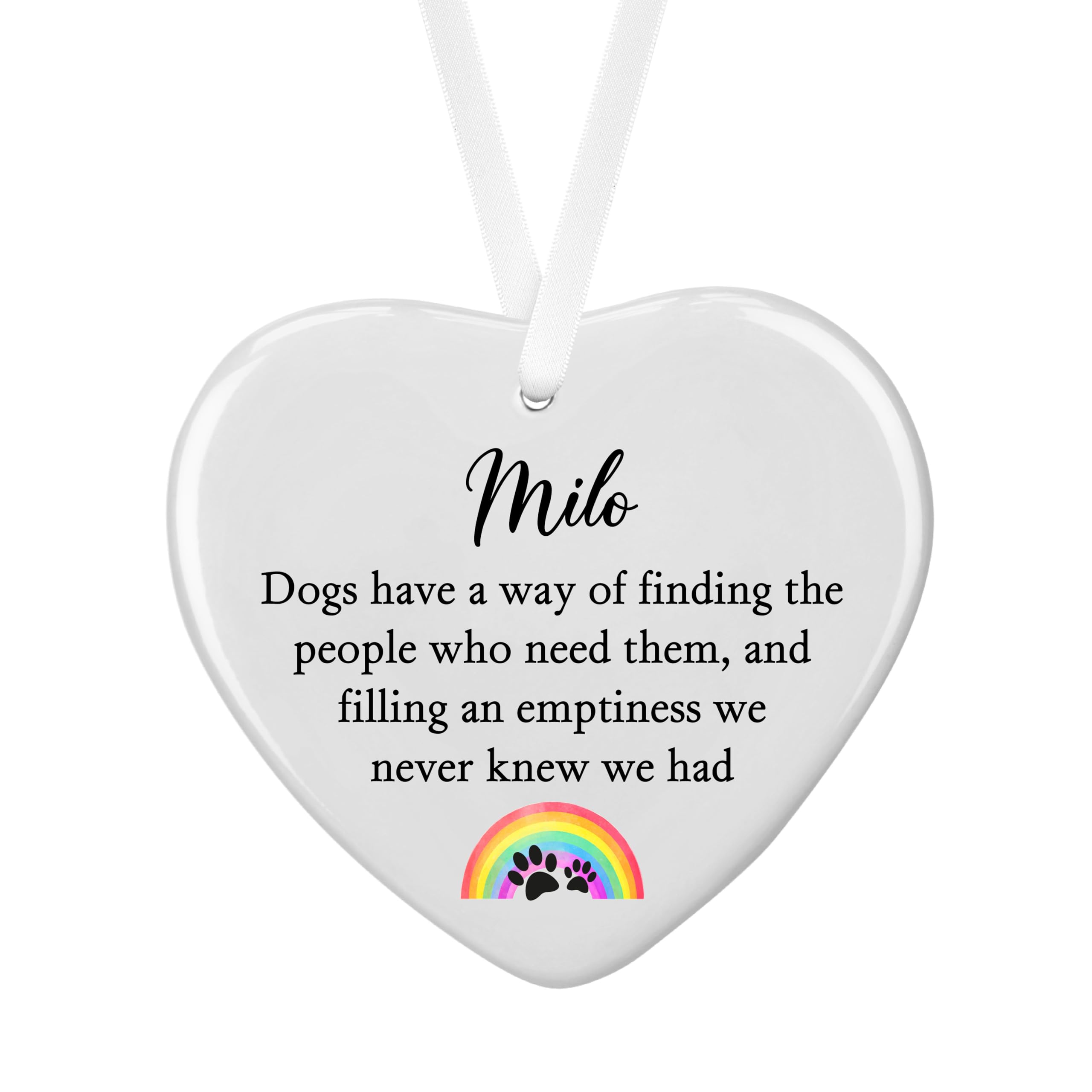 Personalised Sentimental Keepsake Dogs Have A Way Ceramic Heart Hanging Decoration Sympathy Memorial Remembrance Beareavement Pet Loss Gift (Luxury Gift Box)