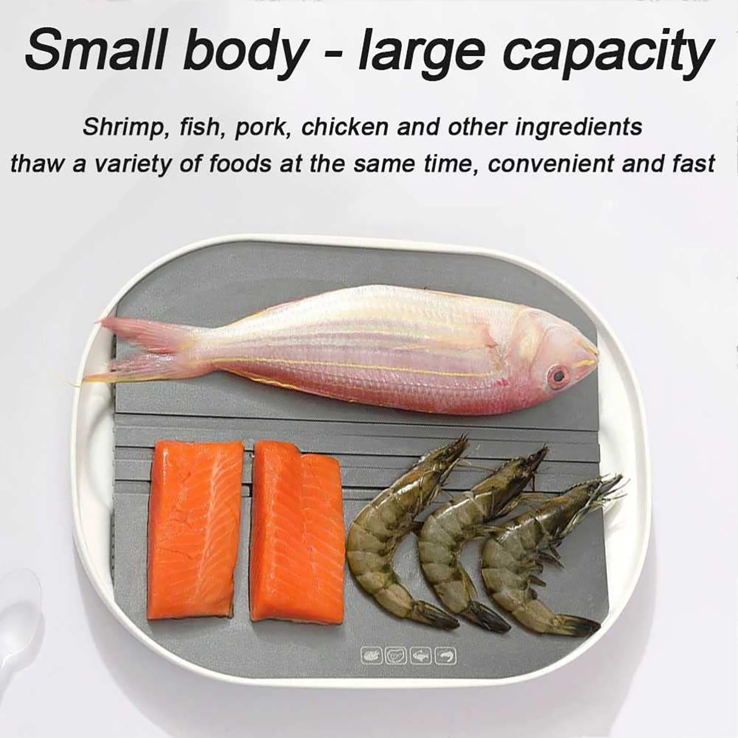 Sbrinatore elettrico per carne, circolazione dell'aria a 360° per uno scongelamento rapido e uniforme, vassoio di grande capacità con cestello antigoccia e coperchio per carne, pesce, verdure