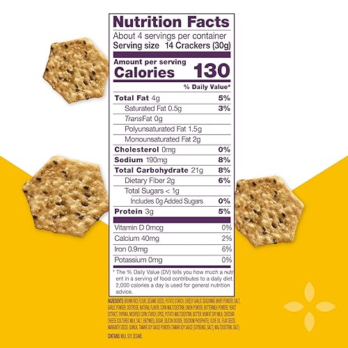 Miniatura 3 de Crunchmaster Galletas de semillas múltiples, pan de ajo con queso artesanal, 4 onzas