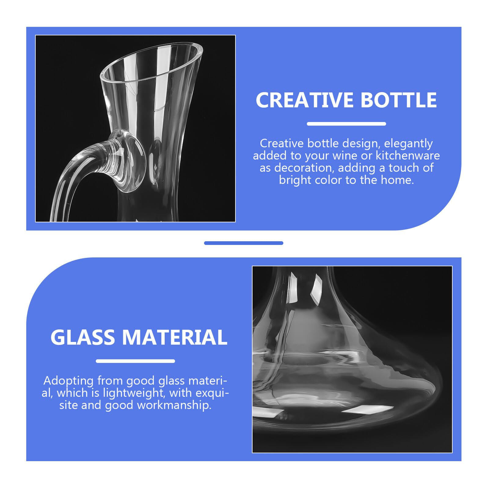 TIDTALEO Decantador de Vino de Vidrio Aireador y Fácil de Limpiar Diseño Creativo y Superficie Lisa 1800ml para Uso Doméstico