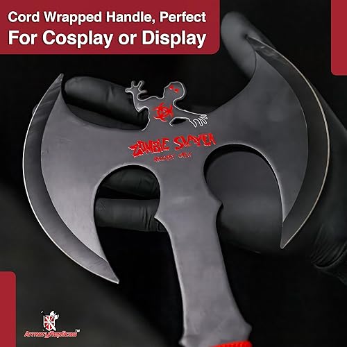 Vista 6 de Armory Replicas Zombie Slayer Hacha de doble cabeza de espiga completa