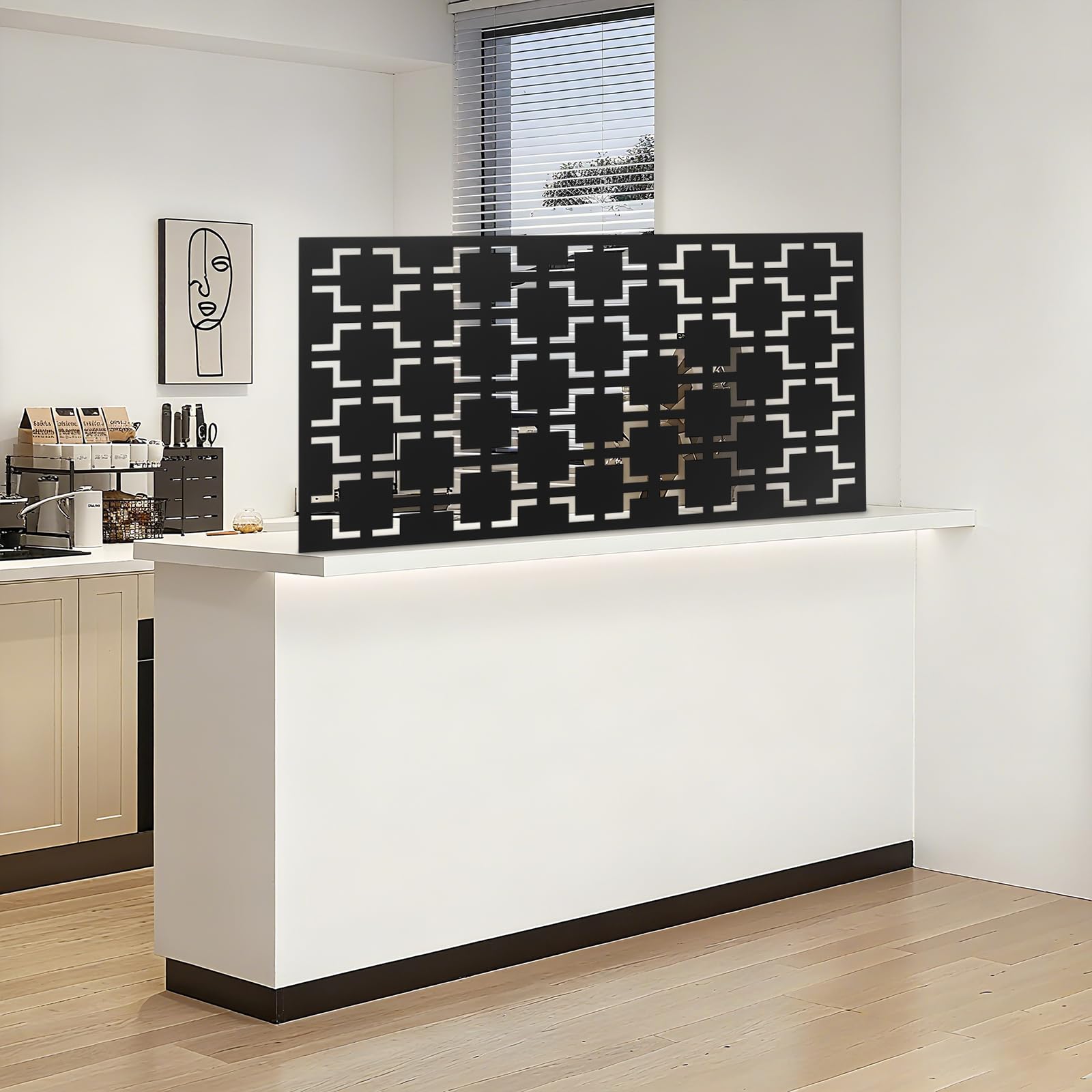 Panneau décoratif pour la confidentialité, paravent pour intérieur et extérieur, cloison, 60 x 117 cm, séparateur creux en métal, pour terrasses décoratives (1, modèle B)