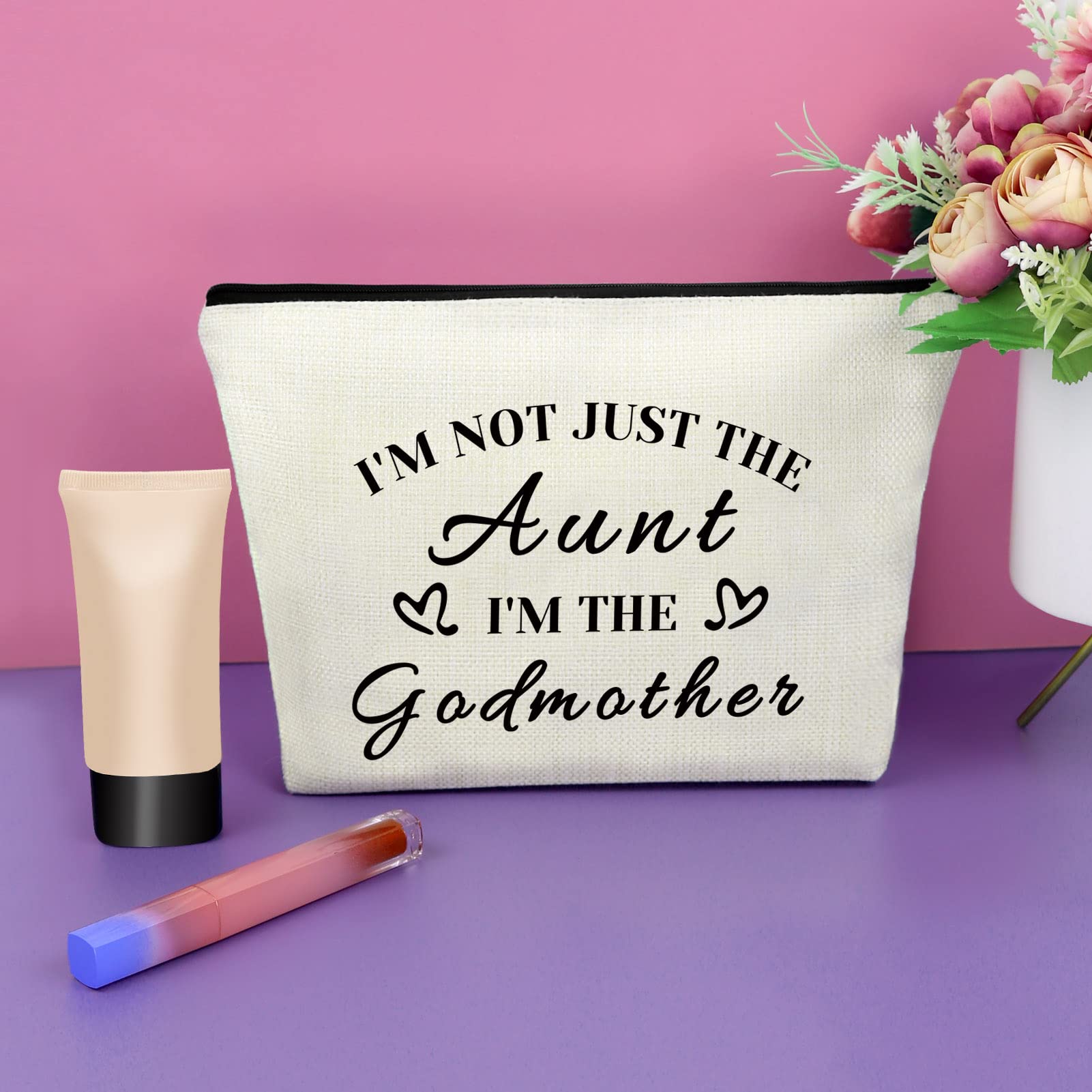 Sazuwu Godmother Aunt Gifts Godmother Gifts from Godchild Baptism Makeup Bag Aunt Christian Proposal Cosmetic Bag Birthday Christmas Mother’s Day Present Travel Pouch