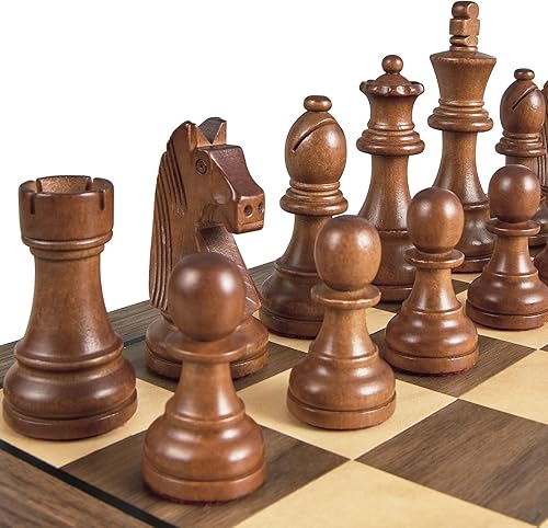 Miniatura 3 de Piezas de ajedrez de madera solo pesadas para torneos con 2 Queens-King de altura de 3.8 pulgadas, reemplazo de piezas faltantes, embalaje exquisito