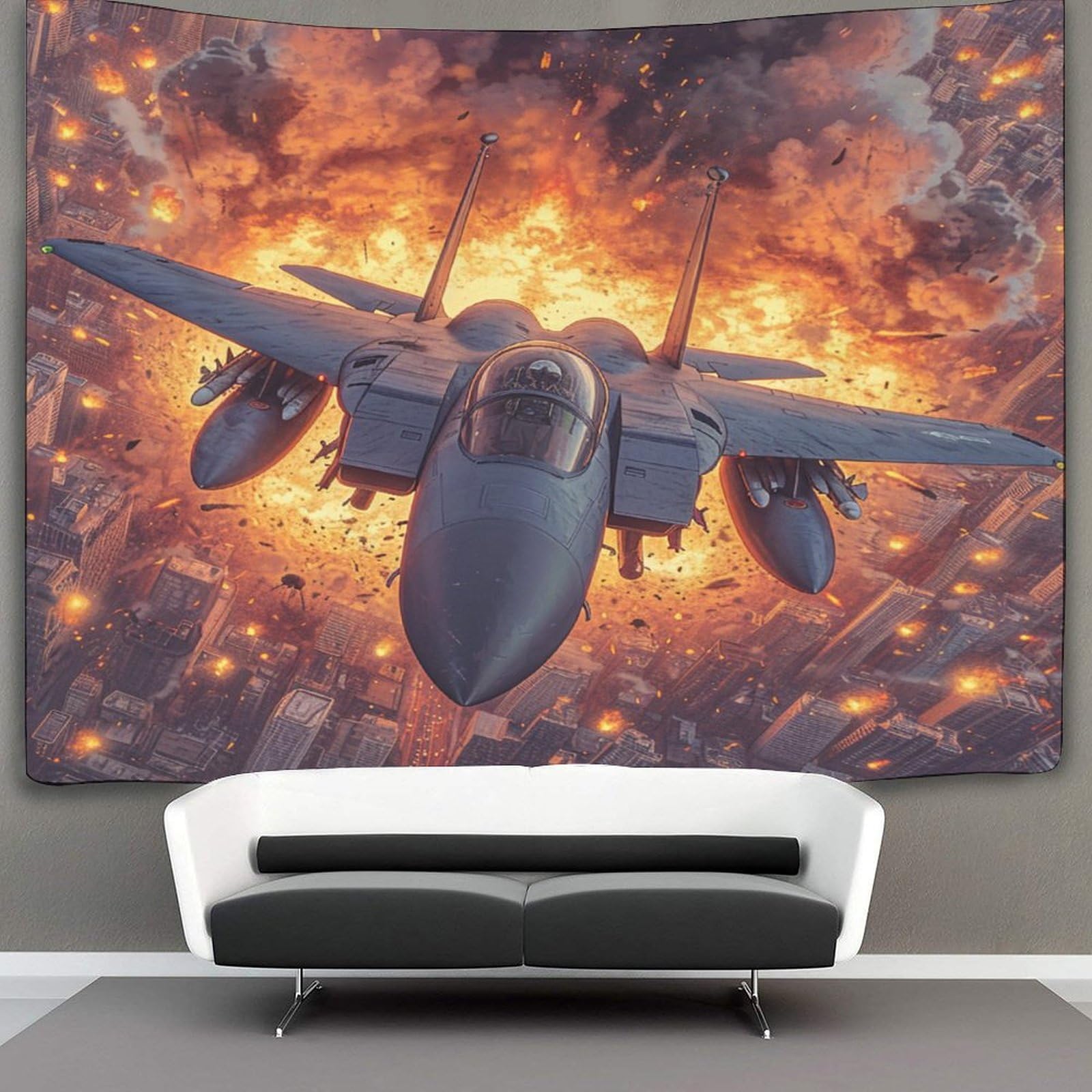 GXYUAOIEF 3D Fighter Aircraft Printed Wall Blanket Home Decoration Bedding Poster Wall Art Tapestry Tapestries Wall Hanging Soft Polyester for Bedroom Living Room Dorm Decor 100cmx150cm