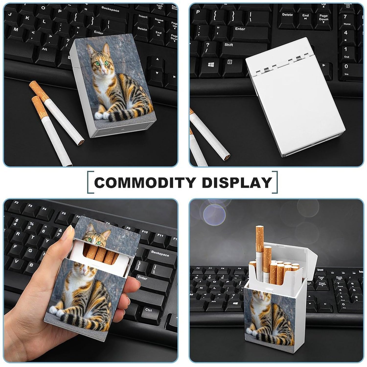 Cat Cigarette Case Stylish Lightweight Pocket Holder Case for Smoke Waterproof Cigarette Dispenser Cigarettes Accessories for Outdoor Camping Hiking