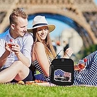 Vista 8 de Bolsa de almuerzo con aislamiento con bandera estadounidense para mujeres y hombres, reutilizable, bolsa de mano para el trabajo y viajes
