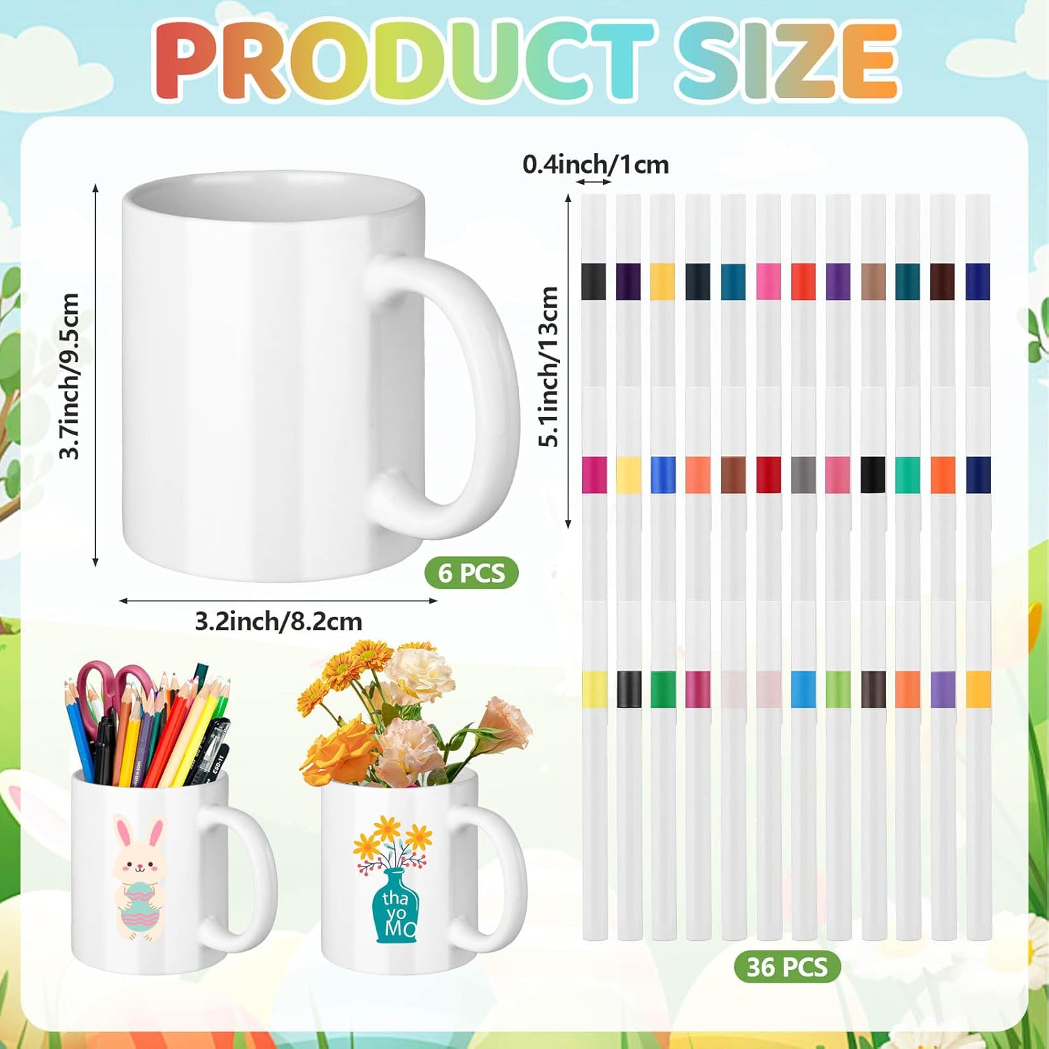 42 Pcs Make Your Own Christmas Mugs Design Your Own Personalized Coffee Mug Kit Include 6 Pcs 11OZ Ceramic Paintable Mug&Colorful Paint Pens for DIY Tea Coffee Cup Great Craft Project Christmas Gifts - Image 2