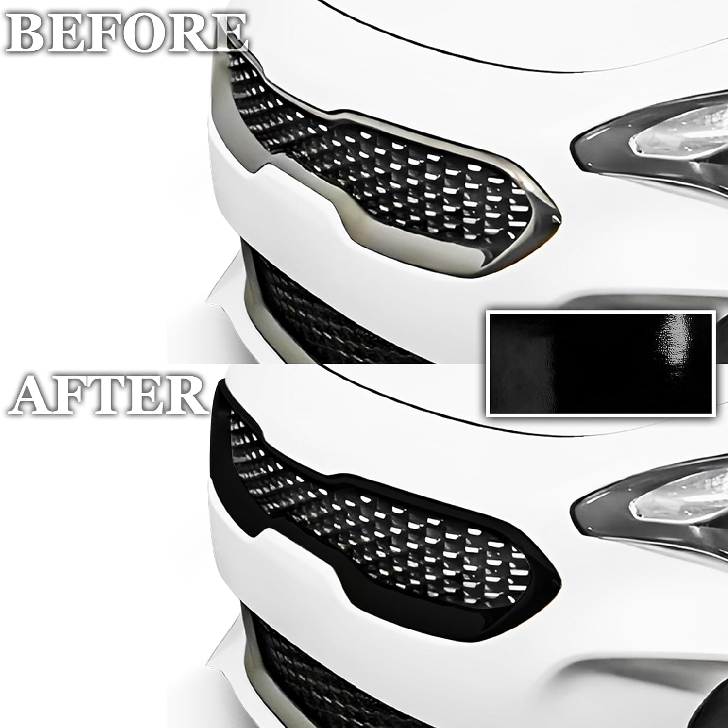 BOGAR TECH DESIGNS for KIA Stinger 2018-2023 Front Grille Chrome Delete – Precut Vinyl Overlay Kit, Gloss Black Blackout Trim