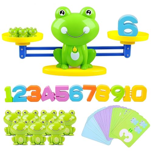 Jouet Mathématique Montessori, Apprentissage Math de Balance Jeu Grenouille Bloc