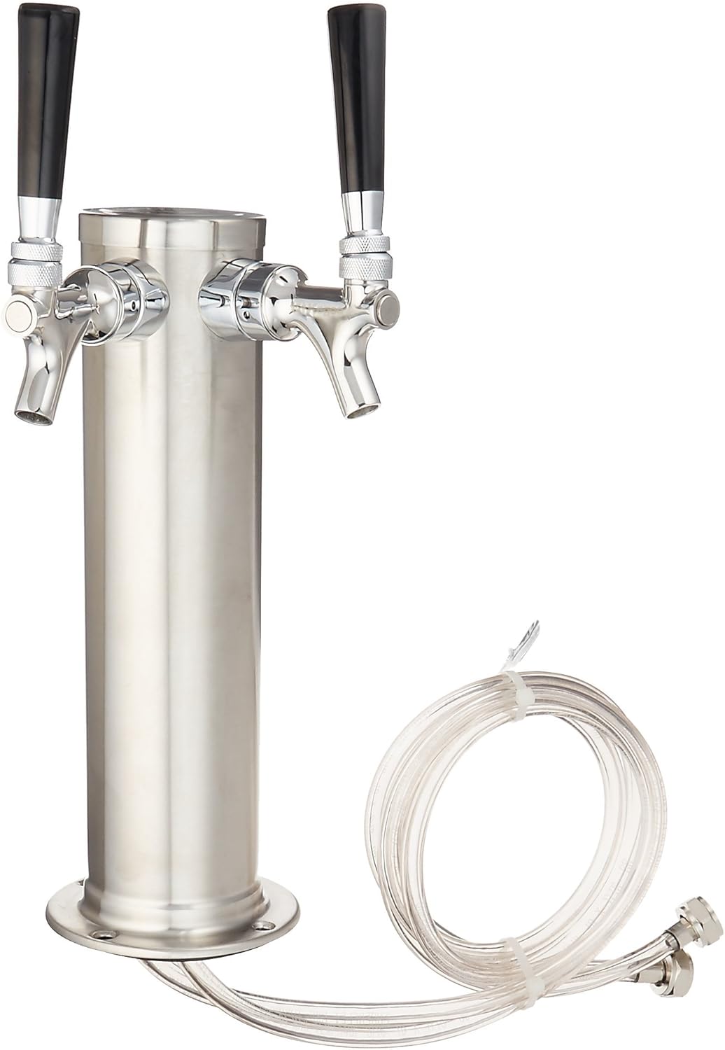 Kegco BF D4743DTBRUSH Dual Faucet Beer Tower, 3", Stainless Steel Beer Kegging