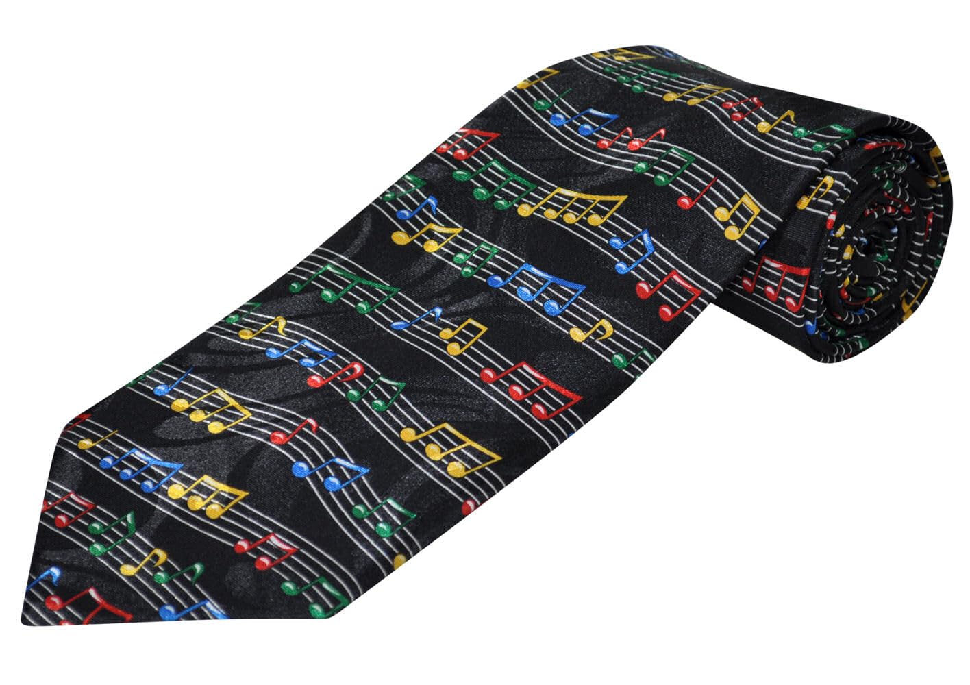 THE TIE STUDIO - Colourful Notes on Wavey Staves, Music men's Novelty Tie