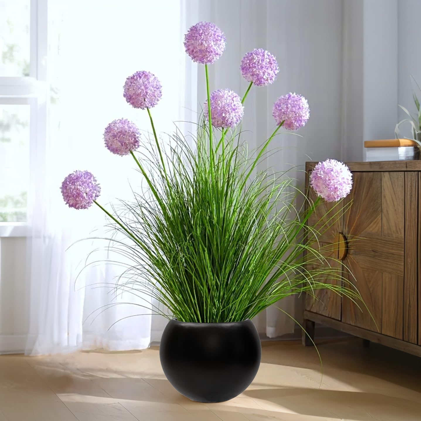 13.5 H x 17" Dia (12" Pot Opening) Black Round Fiberstone Planter with Drainage Hole, Indoor/Outdoor Large Plant Pot for Home Patio Garden, Ideal for Large Plants - Image 9