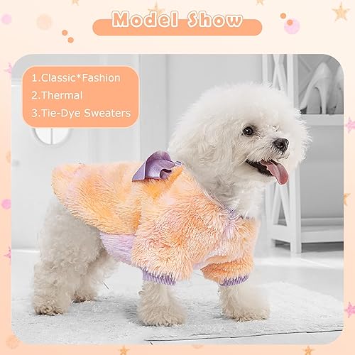 Miniatura 4 de Suéter de forro polar cálido para perros pequeños, niñas y niños, ropa de invierno para cachorros de teñido anudado para chihuahua, Yorkie Shih Tzu,
