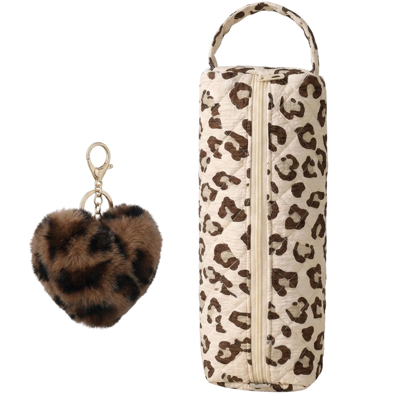 ZISHAN 2pcs Hair Tool Bag Set, Hair Tools Travel Bag for Hair Dryer and Straightener Holder, Portable Travel Storage Bags with Leopard Print Design and Keychain