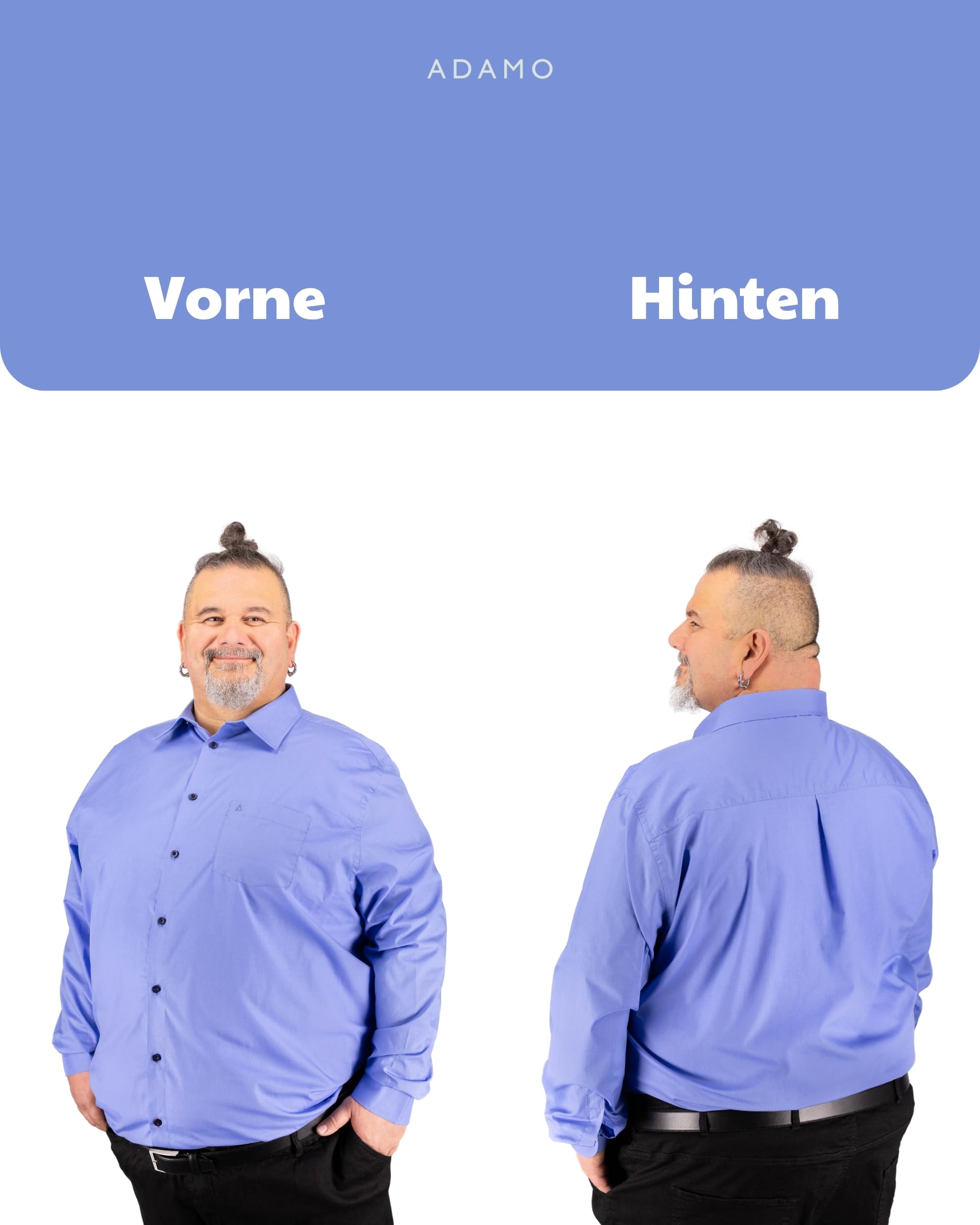 ADAMO Herren Businesshemd Langarm Comfort FIT Übergrößen 2XL-14XL