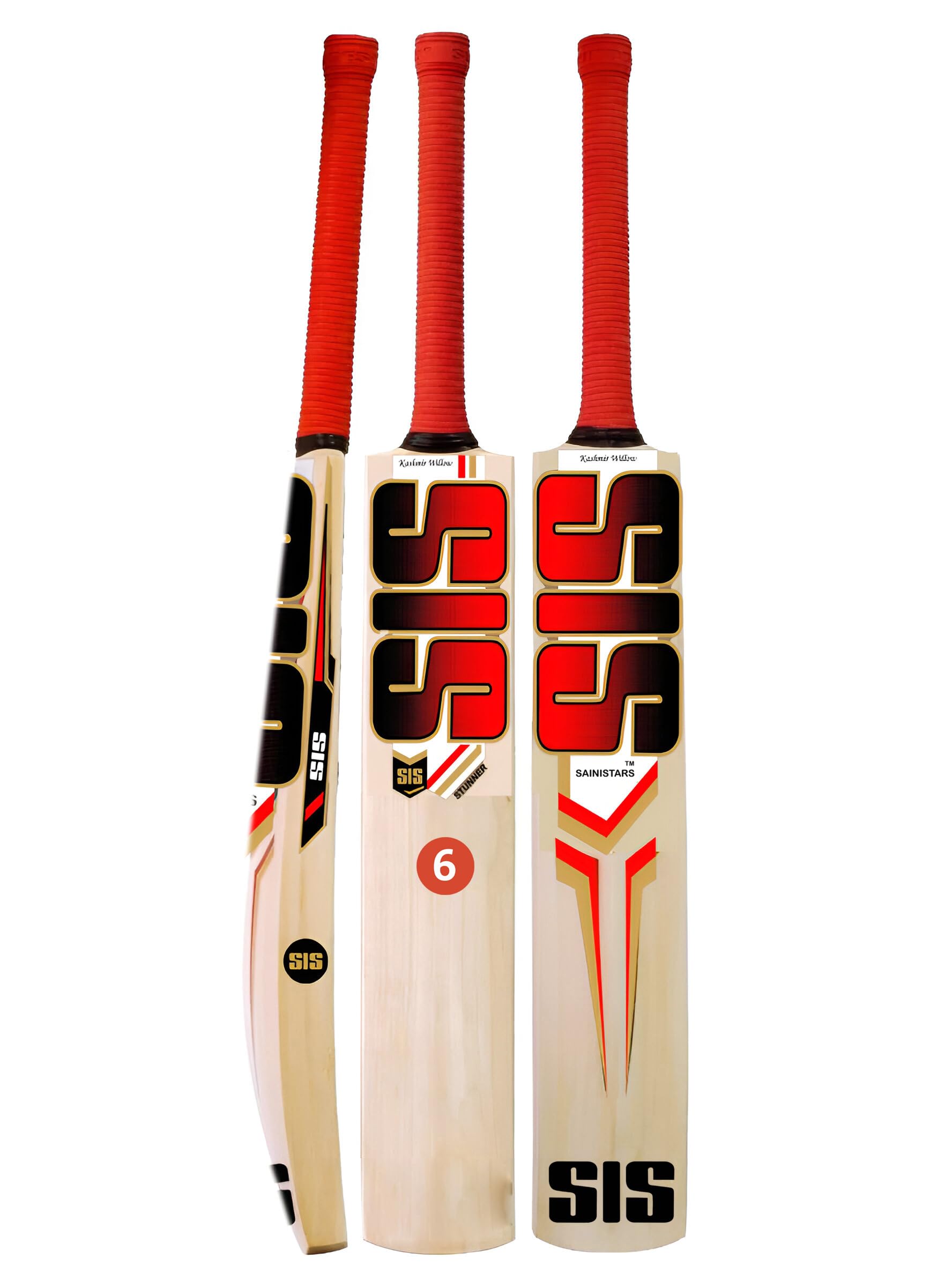 SIS SAINISTARS Green Bat with Cover Cricket Bat Full Size Popular Willow Play for Tennis Ball/Rubber Ball/Plastic Ball Wooden bat (Red bat Size -6)-image-37