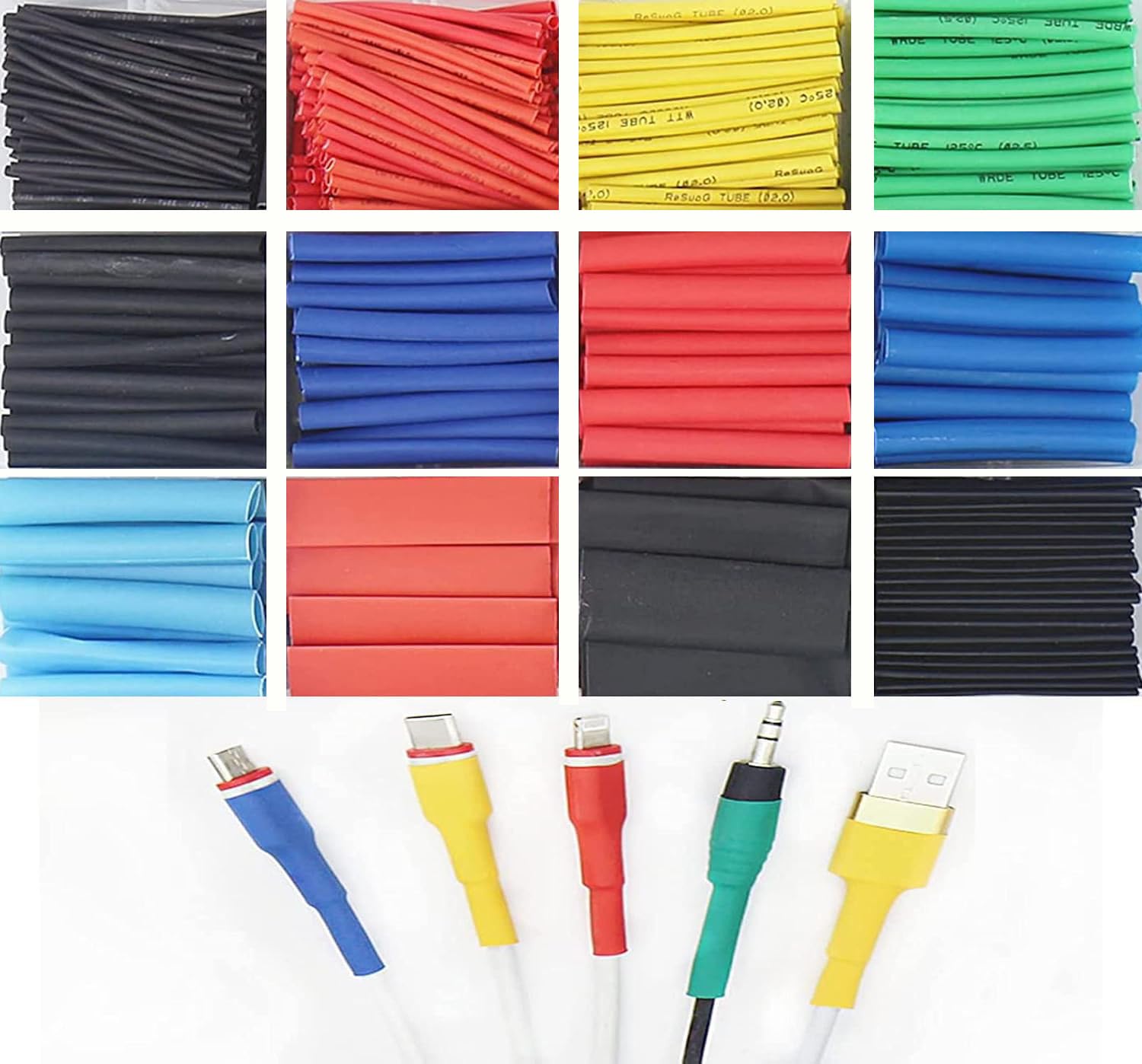 DIY Crafts 100x, Mixed, Mixed Color Waterproof Heat Shrink Tubing Kit Wire Shrink Wrap Tube 3:1 Insulation Electrical Cable Wire Assortment Electric Insulation Heat S (100x, Mixed)