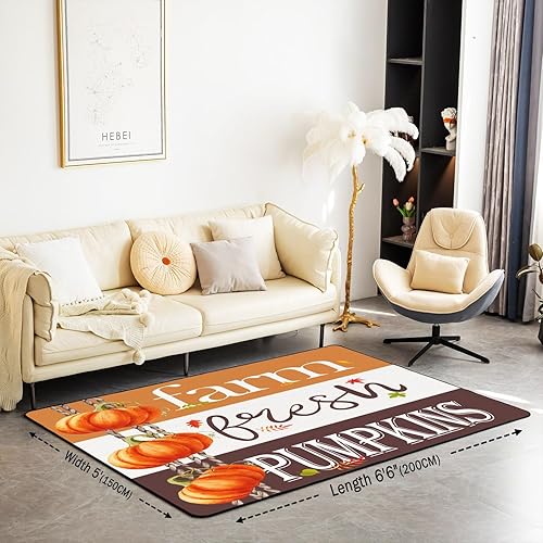 Miniatura 2 de jejeloiu Alfombra decorativa de Acción de Gracias para interiores, alfombra de 5 x 7 pies, decoración de cosecha para el día de Acción de Gracias,