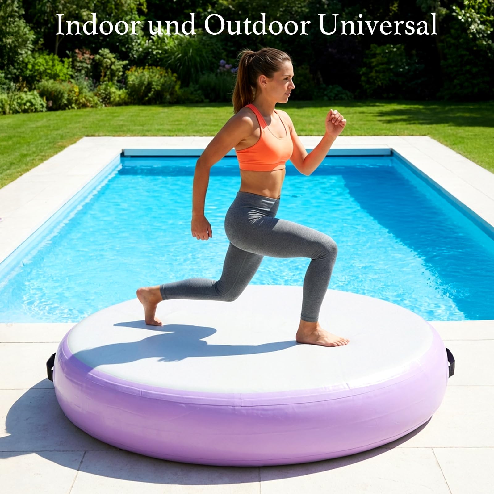 100 x 20 cm aufblasbare Sportmatte Airtrack für Yoga, Gymnastik, Turnen und Fitness, rutschfeste Trainingsmatte für Heim- und Outdoor-Übungen, tragbar, strapazierfähig und leicht
