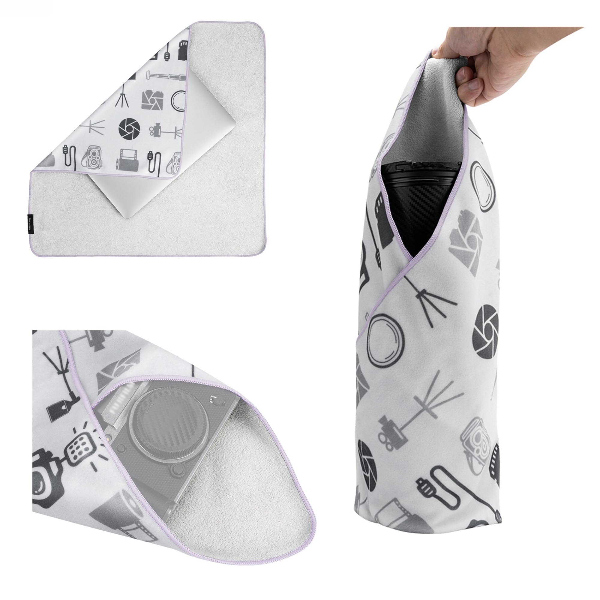 JJC 19.7In Washable Camera Wrap, Lens Protective Wrapper, Flexible DSLR Wrapping Cloth, Folding Self-Stick Storage Pouch for Sony Fuji Fujifilm Canon Nikon Olympus Panasonic Camera & Lens,Anti-Scratch