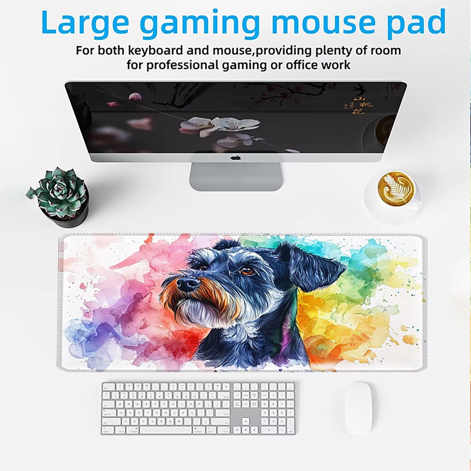 Podkładka pod mysz AAA XXL 1200 x 600 mm duża mata na biurko szyta krawędź wodoodporna antypoślizgowa, laptop poprawia precyzję i szybkość. dla graczy, komputer, kolorowy pies w0w-1029