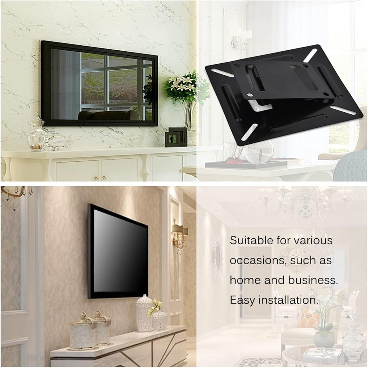 Monitor Wall Mount for 14-24“ TV Computer, Small TV Wall Bracket, Universal Low Profile Rv TV Wall Mount, Vesa 75x75mm and 100x100mm, for Rv Camper, Max Weight 22lbs — view 4