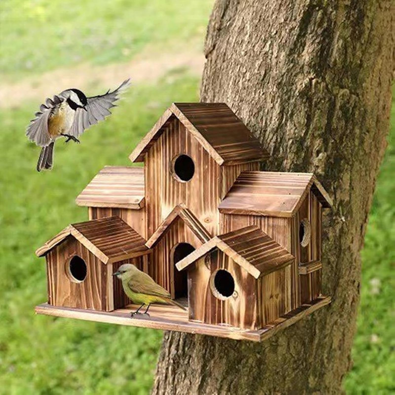 Casita Decorativa para pájaros de Estilo rústico, comedero para pájaros de Estilo campestre para Exteriores, Ideal para Jardines, Balcones, céspedes, porches y Patios