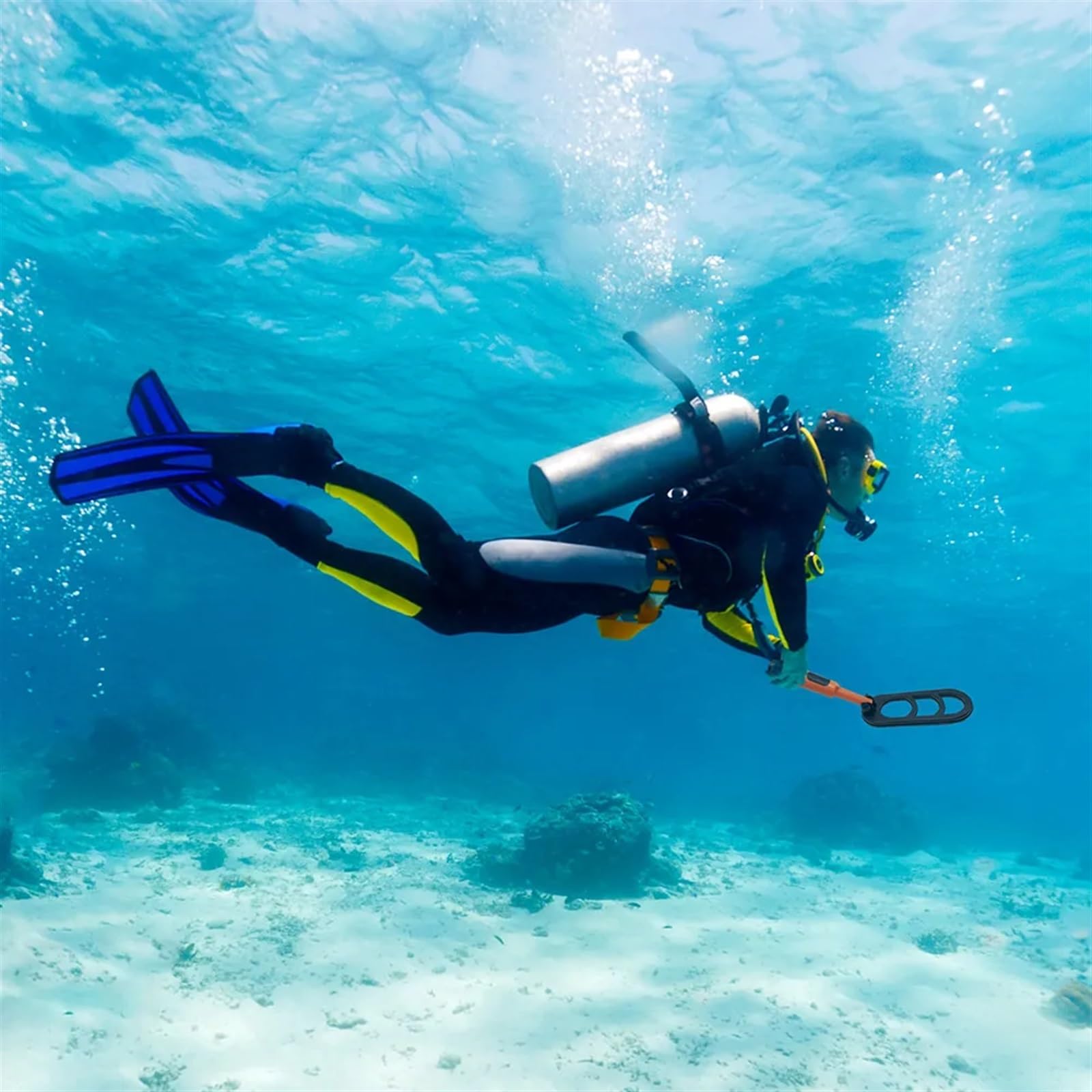 Metalldetektoren, Unterwasser Dive Metall Detektor Falten wasserdichte Spule Pulse Scan Pinpointer Tauchen Glod Erkennen
