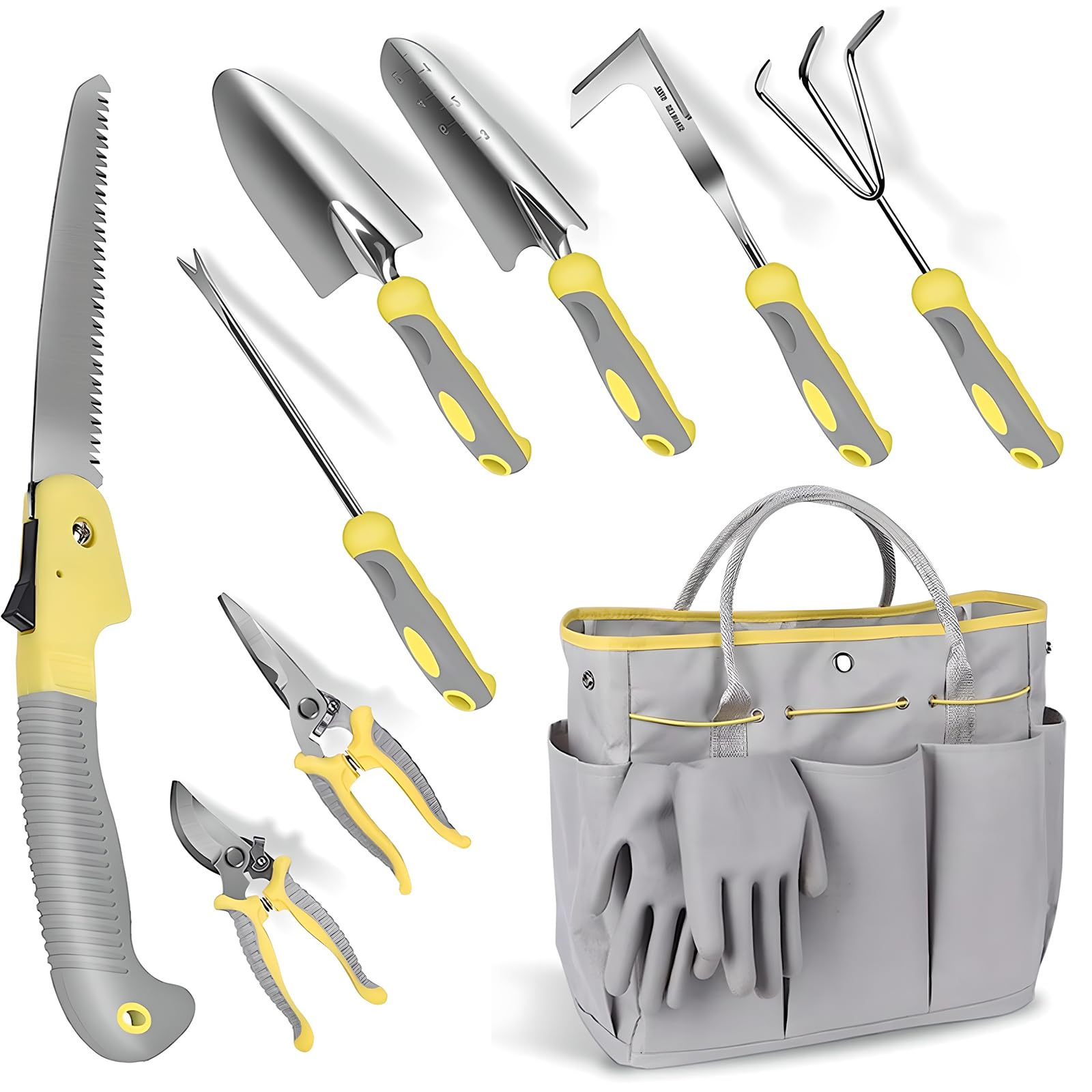 Garten-handwerkzeug 10-set - Enthält Robusten Gartenkelle, Gabel, Rechen, Unkrautstecher, Umpflanzer Aus Edelstahl Mit Ergonomischem Griff Für Frauen Und Männer, Innen- Und Außenpflanzenwerkzeuge