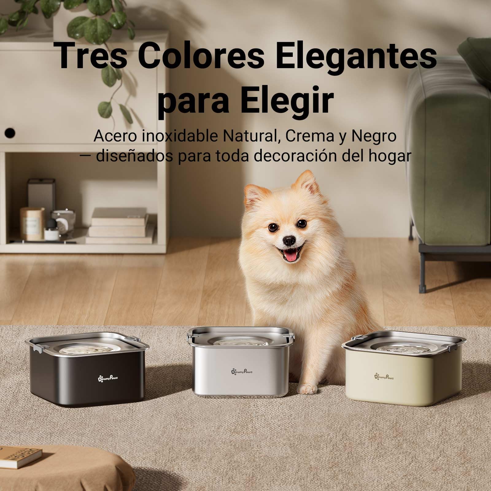 DownyPaws Bebedero Perro antigoteode Acero Inoxidable 3L, Bebedero Antigoteo Perro con Plato Flotante Sellado Integrado, Antipolvo y Antideslizante, Bebedero Perro Fomenta Beber Lentamente (Negro)