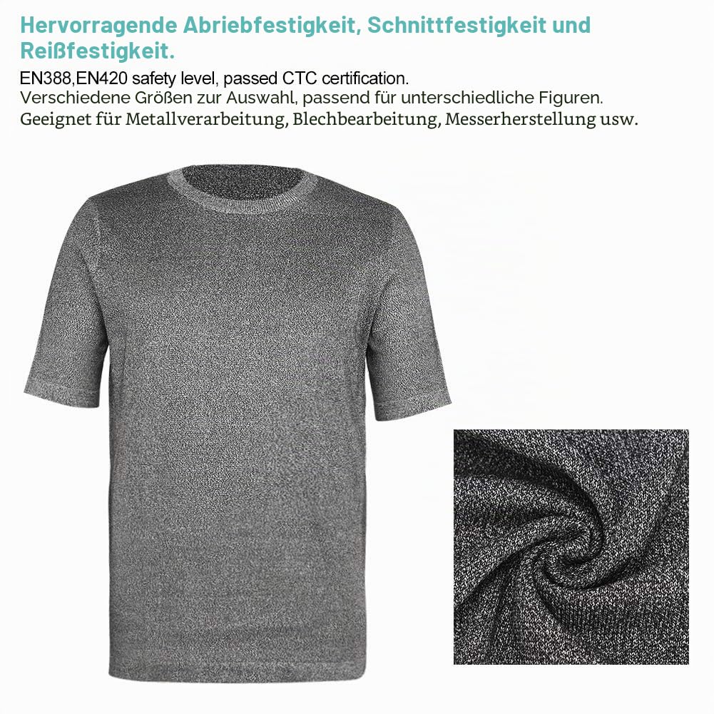 Schnitt Beständige Kleidung Sicherheits-T-Shirt Schrägstrich-Beweis Top-Arbeits Kurze Ärmel 5 Stufe Schnittfeste Kleidung für Fabrik-Lager-Küche Industrielle Nutzung(M)