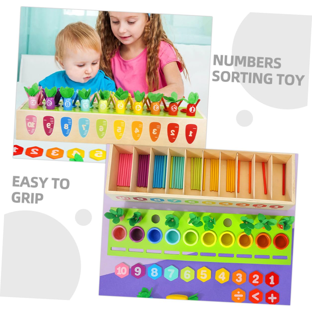 SUPVOX Juguete de Aprendizaje Interactivo de Madera 1 Set, Zanahoria