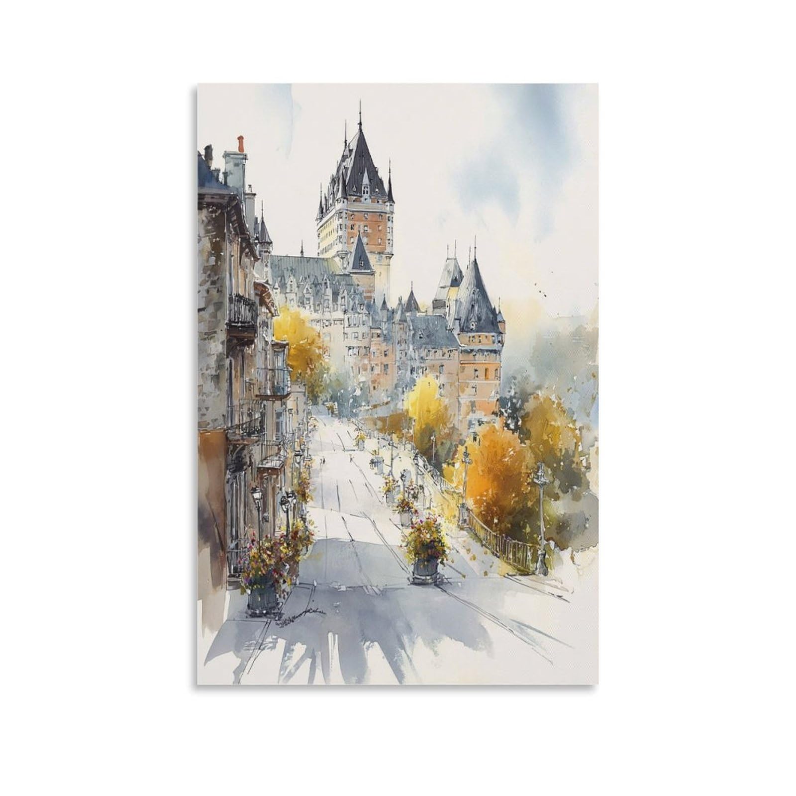 Quebec 20x30inch(50x75cm) Vintage Travel Poster Watercolor Canvas Art