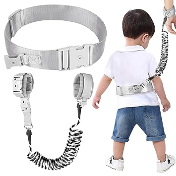 Accmor Toddler Waist Leash Belt, Reflective Baby Anti Lost Wrist Link, Kids Walking Harnesses Children Wristband Tether Leashes with Lock for Boys Girls Ages 1-4 to Outdoor Travel (Black)