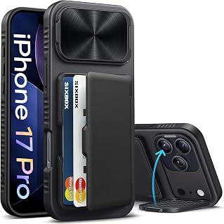 for iPhone 17 Pro Case Wallet, Built-in Stand & Card Holder & Camera Cover, Rugged Military Grade Drop Protection Heavy Duty Hard Protective Phone Cover Case for iPhone 17 Pro 6.3" 2025, Black