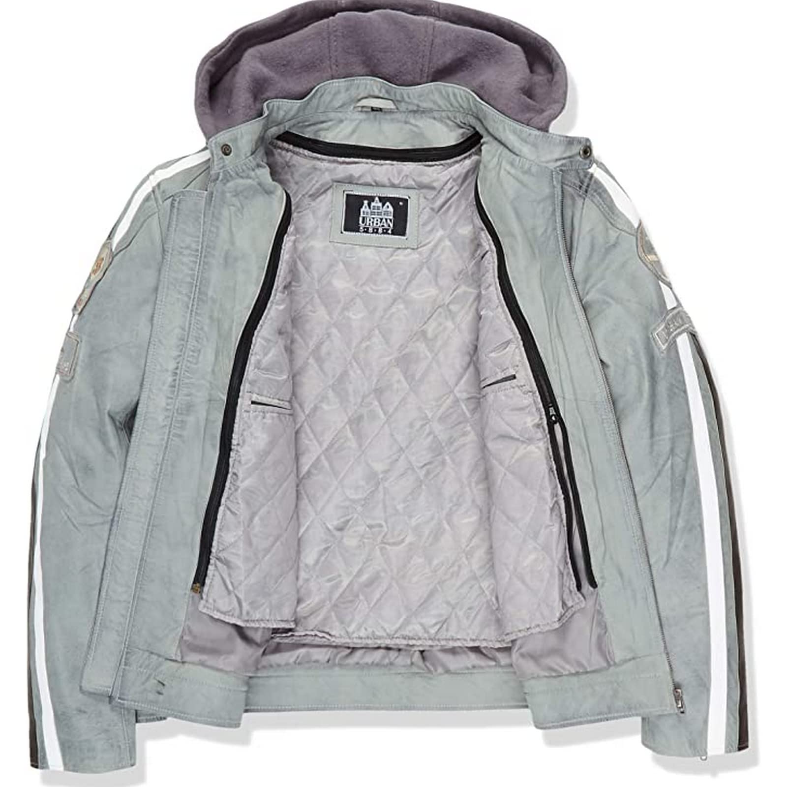 URBAN 5884 Veste de Moto Homme en Cuir d’Agneau Véritable avec Protections Amovibles – Blouson Moto avec Protections Dos, Épaules et Coudes